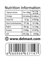Delmast First-Class Carrot Jam Nutrition Facts