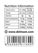 Delmast First-Class Strawberry Jam Nutrition Facts