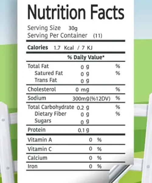 Mixed Salty Vegetable Pickle Nutrition