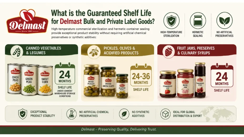 What is the Guaranteed Shelf Life for Delmast Bulk and Private Label Goods?