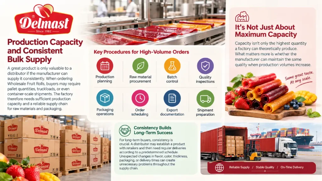 Production Capacity and Consistent Bulk Supply Fruit Rolls
